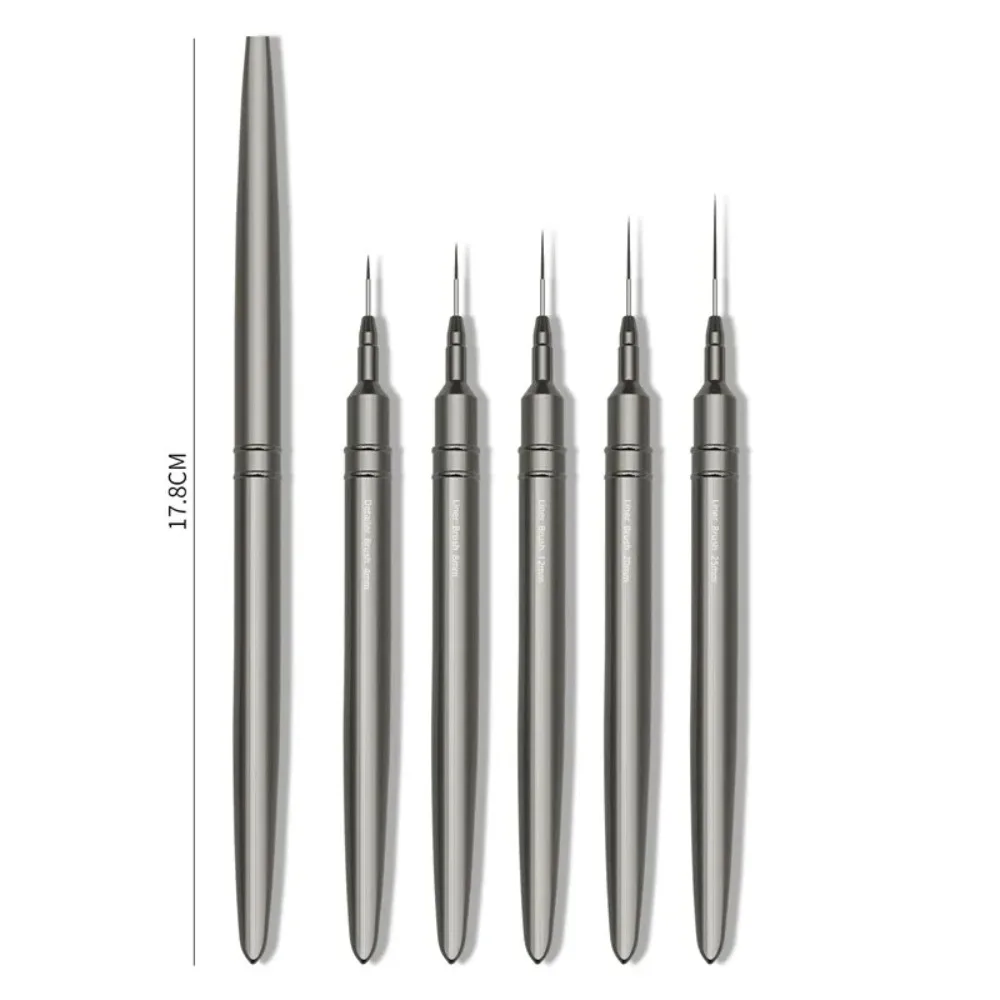 Zestaw 5 pędzli do zdobienia paznokci z metalową rączką, profesjonalne pędzle do linii, DIY, rysowania, malowania kwiatów, linii, pasków, żel UV, projektowanie manicure