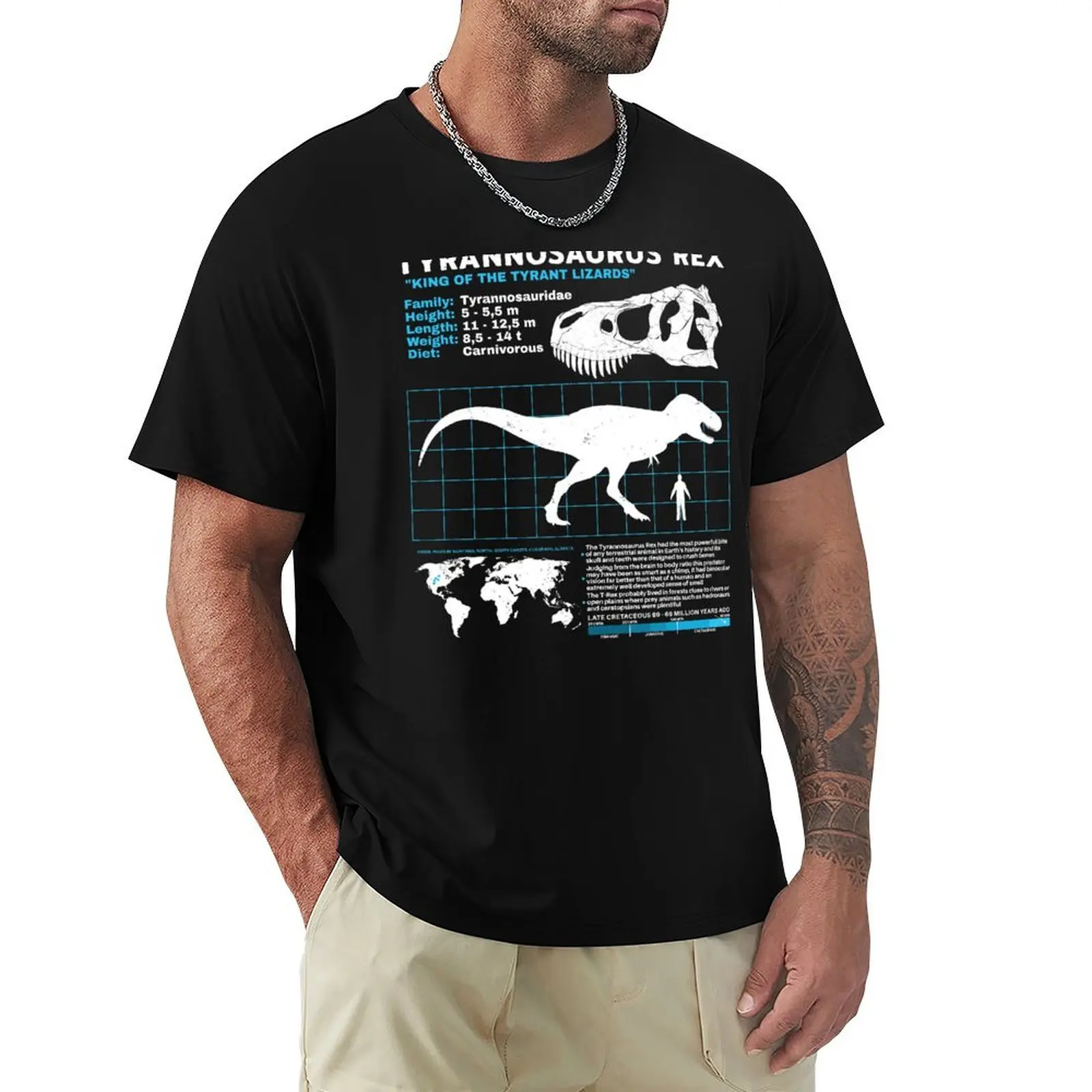

Tyrannosaurus Rex data sheet T-Shirt quick drying custom shirt oversized t shirts for men