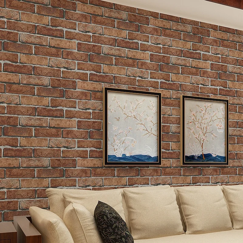 Papel tapiz con diseño de ladrillo de estilo americano para sala de estar, sofá, telón de fondo, comedor, cafetería, Bar, Mural de pared nostálgico Vintage