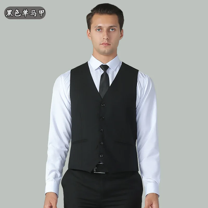 Herren Formelle Anzugweste Slim Fit V-Ausschnitt Einreihige Weste Übergröße Hochzeit Party Trauzeuge Business Büro Arbeitsuniform – Detail 5
