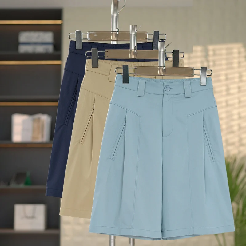 

Modal women's summer thin casual shorts, three-quarter length suit pantsaWomen's wide-leg hot pants