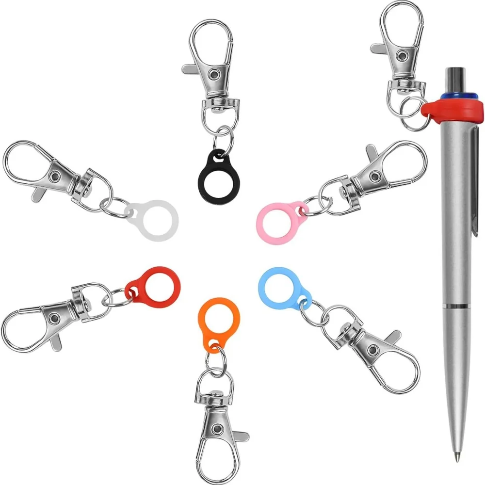 6/12Pcs Anti Lost Silicone Pen Clip with Lobster Clasp Pen Holder Student Badge Reel Clips Pencil Holder Badge Reel Accessories