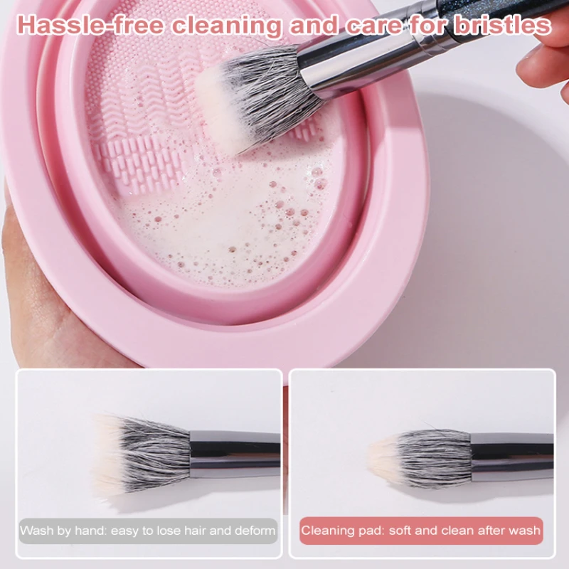 Silicone Folding Scrub Bowl Makeup Brush Set Powder Puff Cleaner Tool Cleaning Solution Drying Mesh Pocket Beauty Eggs