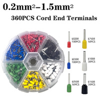 Pure Copper Cord End Terminals Kit Insulated Tubular Crimp Terminal Set E0208 E0308 E0508 E1008 Wire Connector