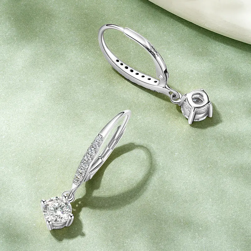 

RAPRGOLD GRA Certified 0.5CT Round Moissanite Drop Hoop Earrings for Women Real 925 Sterling Silver Fine Jewelry Gift Pendientes