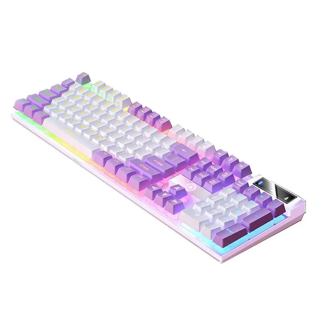 Teclado ergonómico con cable para juegos, accesorio con 104 teclas, sensación mecánica retroiluminada, Color a juego, L Q4W9