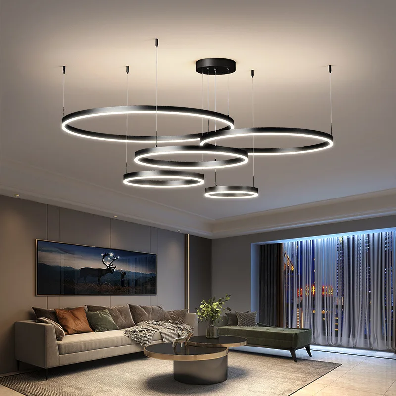 modern led pendant light circular ring chandelier sala de estar sala de jantar quarto hotel interior home decor iluminacao luminaria brilho 01