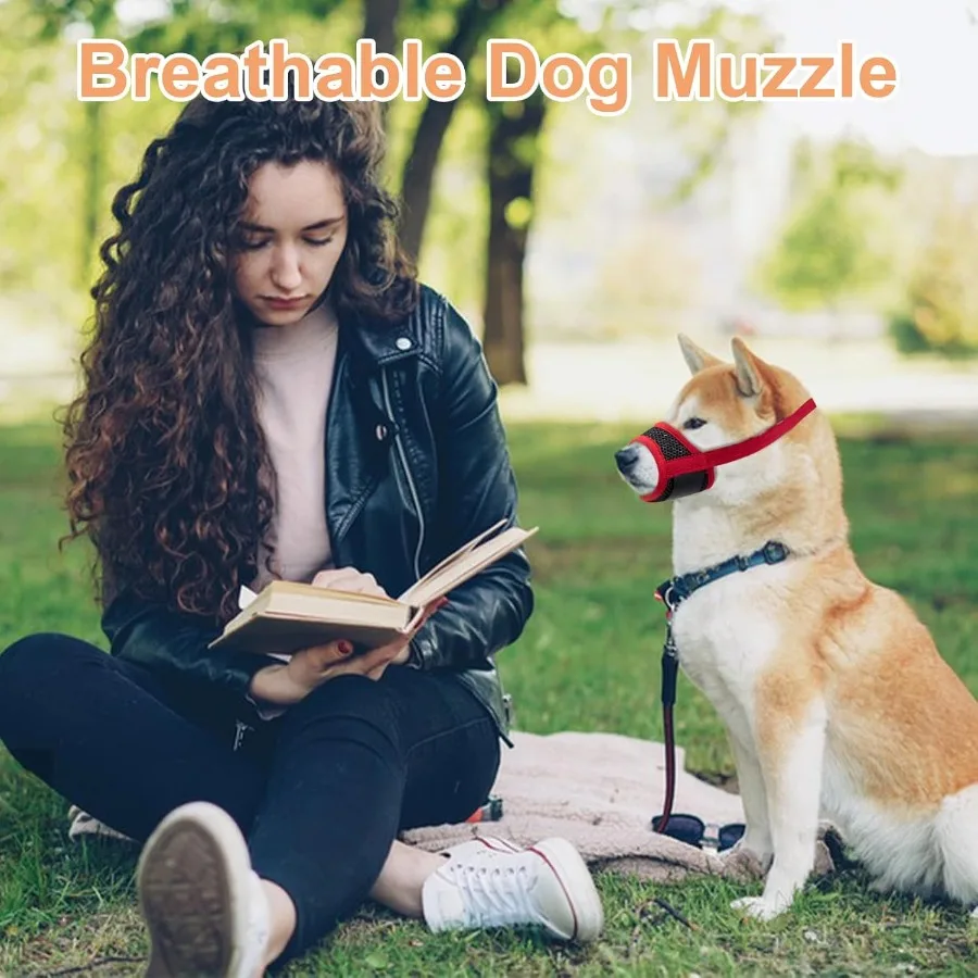كمامة كلب للكلاب الكبيرة والمتوسطة الحجم، كمامات كلب شبكية ناعمة لمنع العض والنباح، واقي فم قابل للتنفس مع Adju
