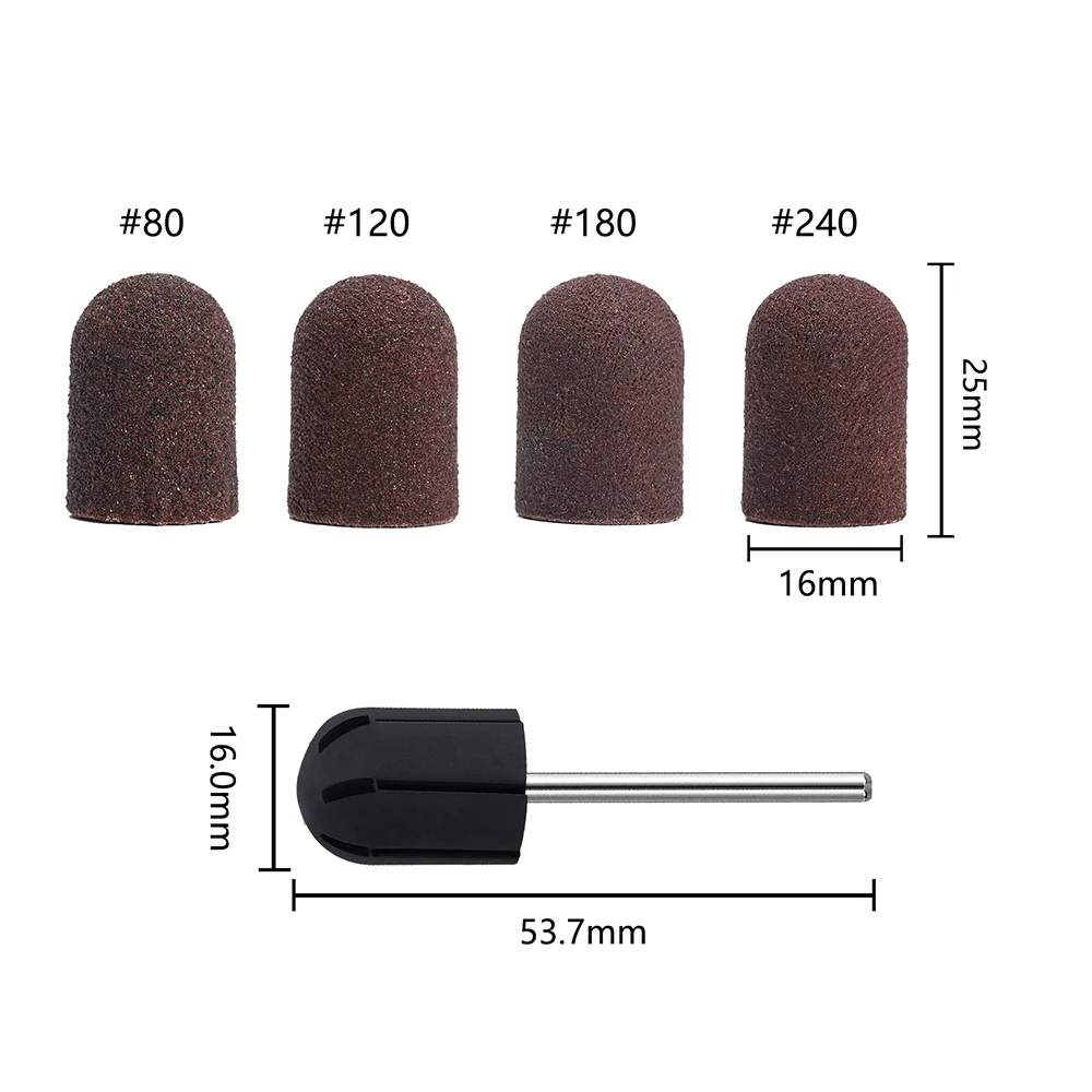 TP Schleifbänder Blockkappen Lila Körnung # 80/120/180 Schleifkappen, elektrischer Nagelbohrer für Maniküre, Pediküre, Fräszubehör