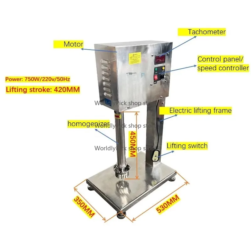 Stainless Steel High Shear Mixer Homogenizer Lift Type for Shampoo Lotion Emulsifying Factory Sale