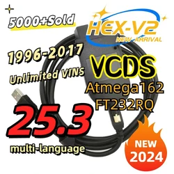 2024 VCDS VAGCOM Interface VCDSCAN HEX V2 Aktualizacja 24.7 DLA VW Dla AUDI Skoda Seat Wielojęzyczne narzędzia diagnostyczne Autocom Car
