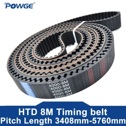 POWGE HTD 8M Timing belt Lp=3408 3424 3440 3600 3744 3800 3808 3824 3896 4000 4200 4224 4400 4520 5120 5760 Width 15-85mm Rubber