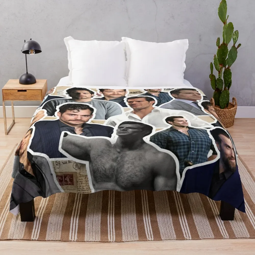 henry cavill photo collage Throw Blanket cosplay anime Decorative Beds Summer Blankets