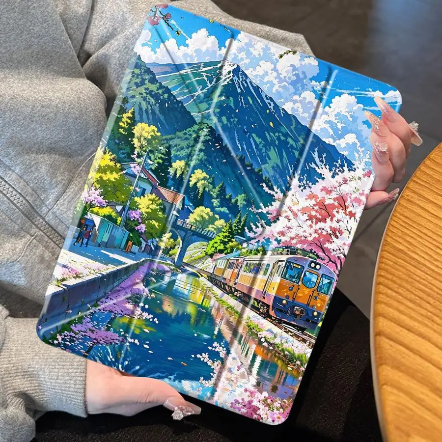Tablet Case For iPad Pro 11th 10th 9th 8th 7th 12.9inch Pro 2025 Mini 6 7 Air 4 5 M3 M2 1 2 M4 11inch Holder Cover Mountain