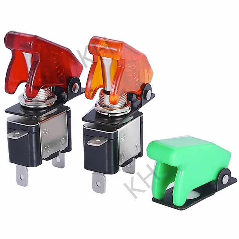 Auto Car Boat Truck Illuminated Led Toggle Switch With Safety Aircraft Flip Up Cover Guard 12V20A transparent