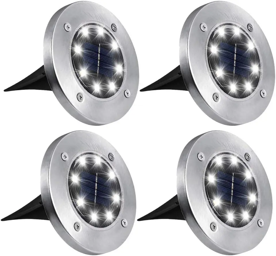 4 stuks 8LED zonne-energie schijflicht buiten tuin zonne-ondergronds licht deklicht spotlight begraven zonne-led-lamp