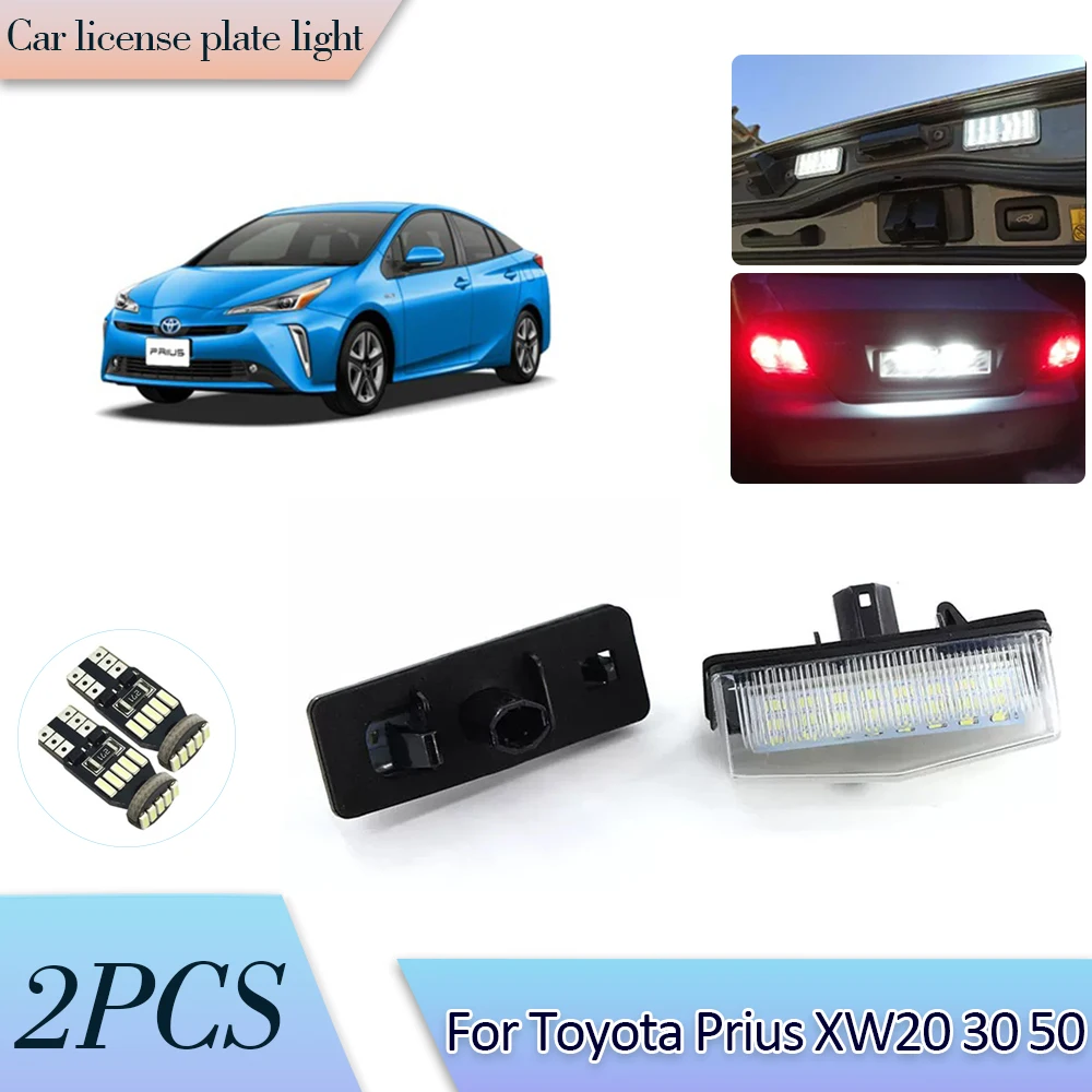 2PCS Car License Plate Lights for Toyota Prius XW20 XW30 XW50 ZVW30R 2004~2022 LED light Reading Lamps Auto Exterior Accessories