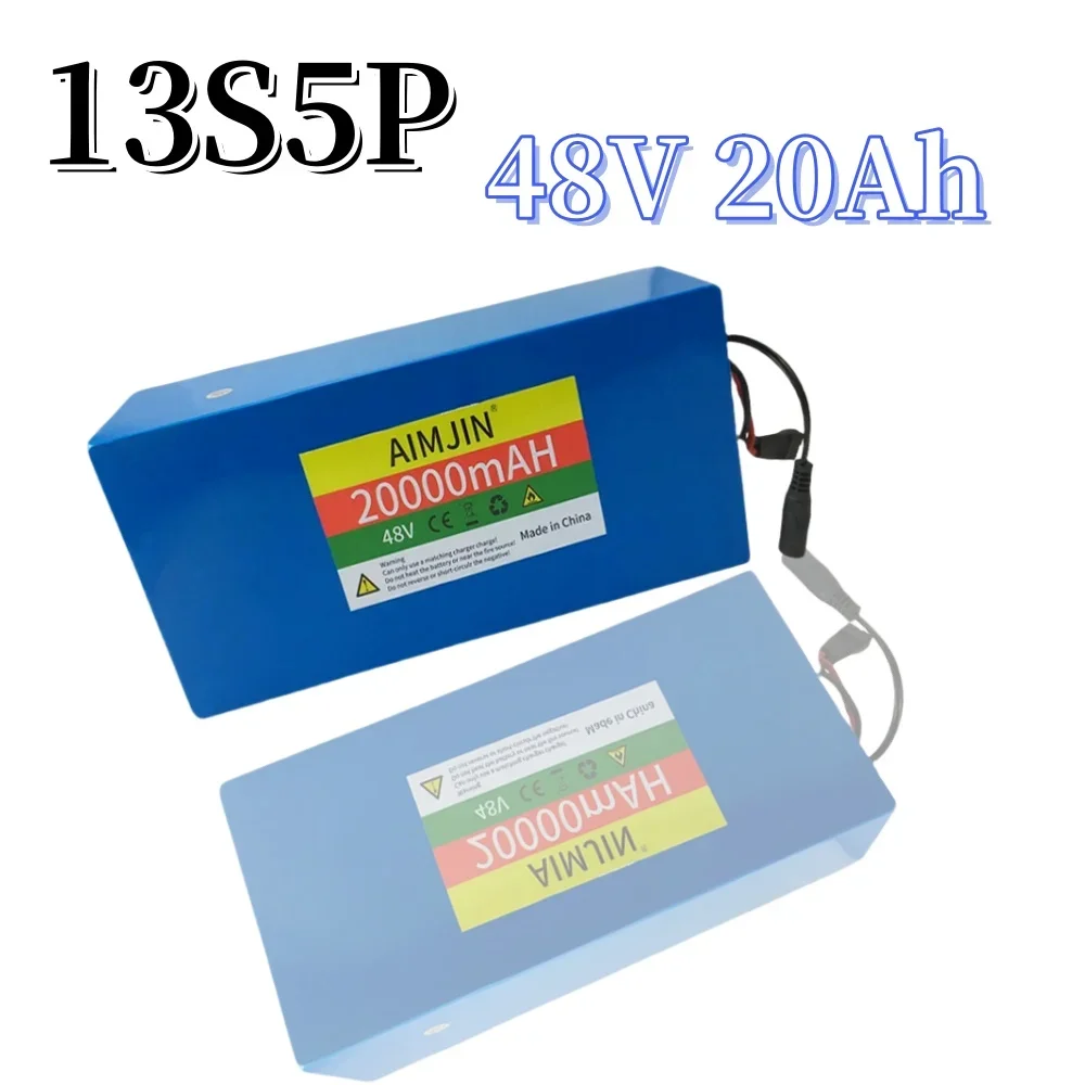 Batería de iones de litio 13S5P de 48V, 18650, 20Ah, para 500-1000W, BMS incorporado