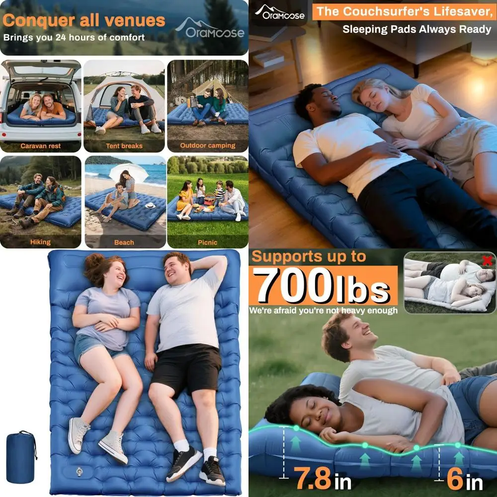 

Double Sleeping Pad for Camping, Extra Thick 6 Inch Sleeping Mat Camping for 2 Person Self Inflating Camping Pad with Built-in P