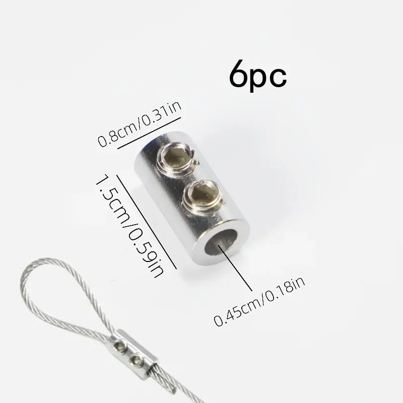 6Pcs Stainless Steel Wire Rope Locks Double-Hole Clamps - Adjustable | For Home DIY, Camping