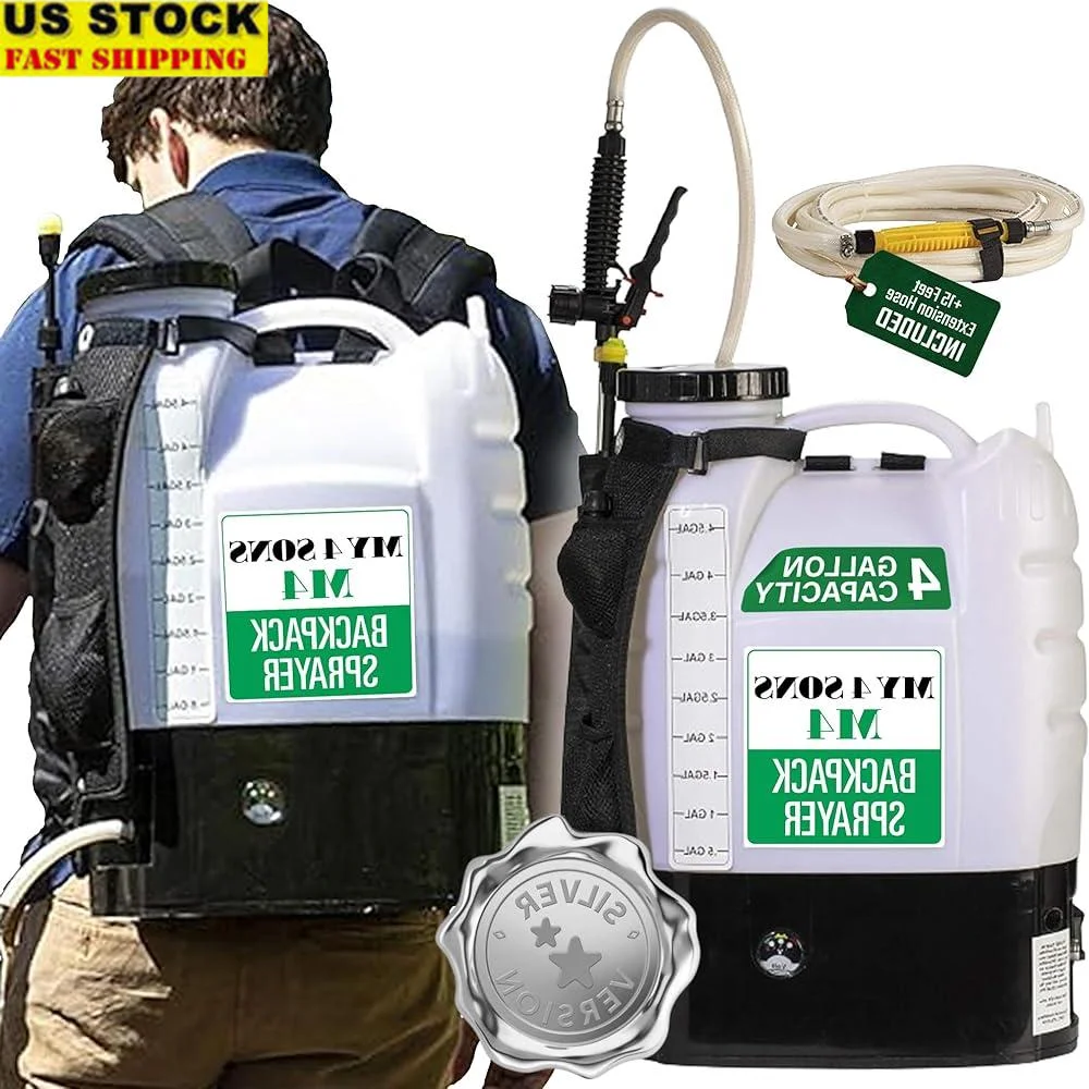

Cordless Battery Powered Backpack Sprayer Adjustable Nozzles 15ft Hose Pest Control Garden Maintenance Sanitizing Chemicals