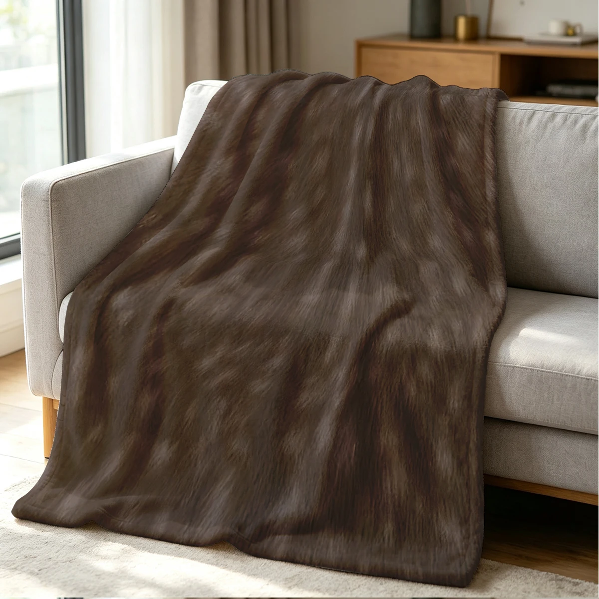 Brown Deer Fur Spots Flannel Blanket Warm Soft Halloween Christmas Couch Warm Cozy Decorative Decor Gift for All Season