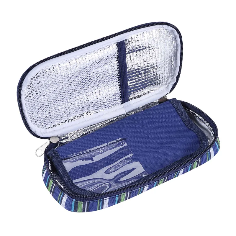 ABQR Insulin Cooler Travel Case Diabetic Medication Organizer Medicals Cooler Bag Waterproof and Insulation Liner(Navy Blue)