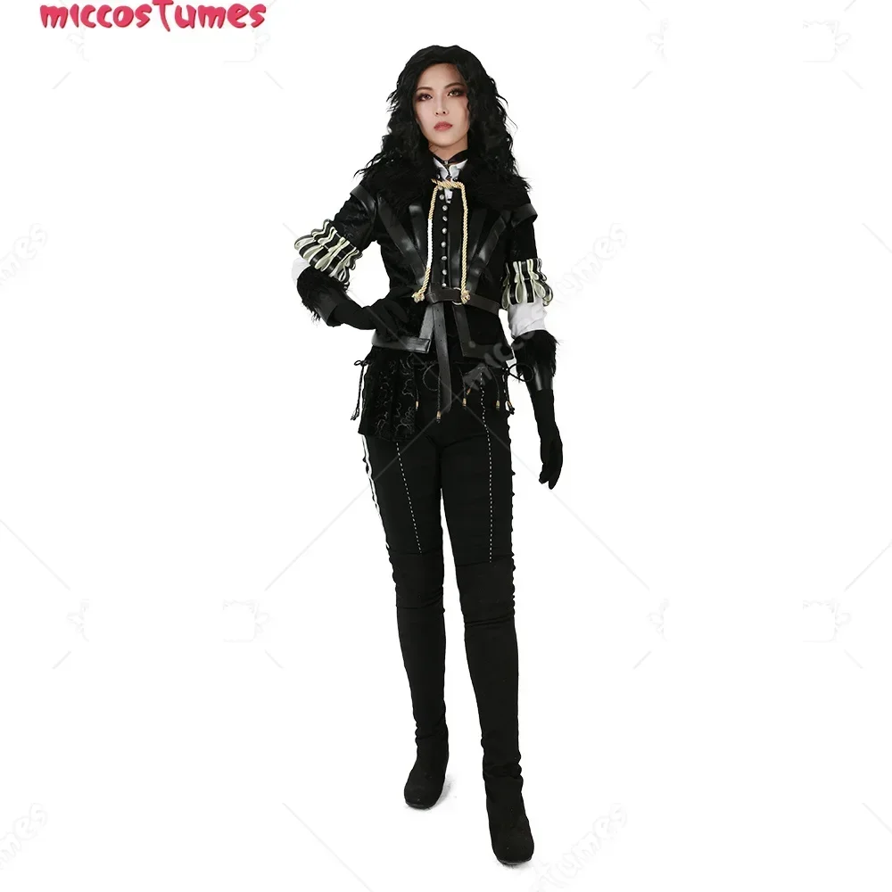 Mikro kostüme Frauen Anime Jagd Yennefer Cosplay Kostüm Jacke Hosen und Accessoires für Hexen Cosplay