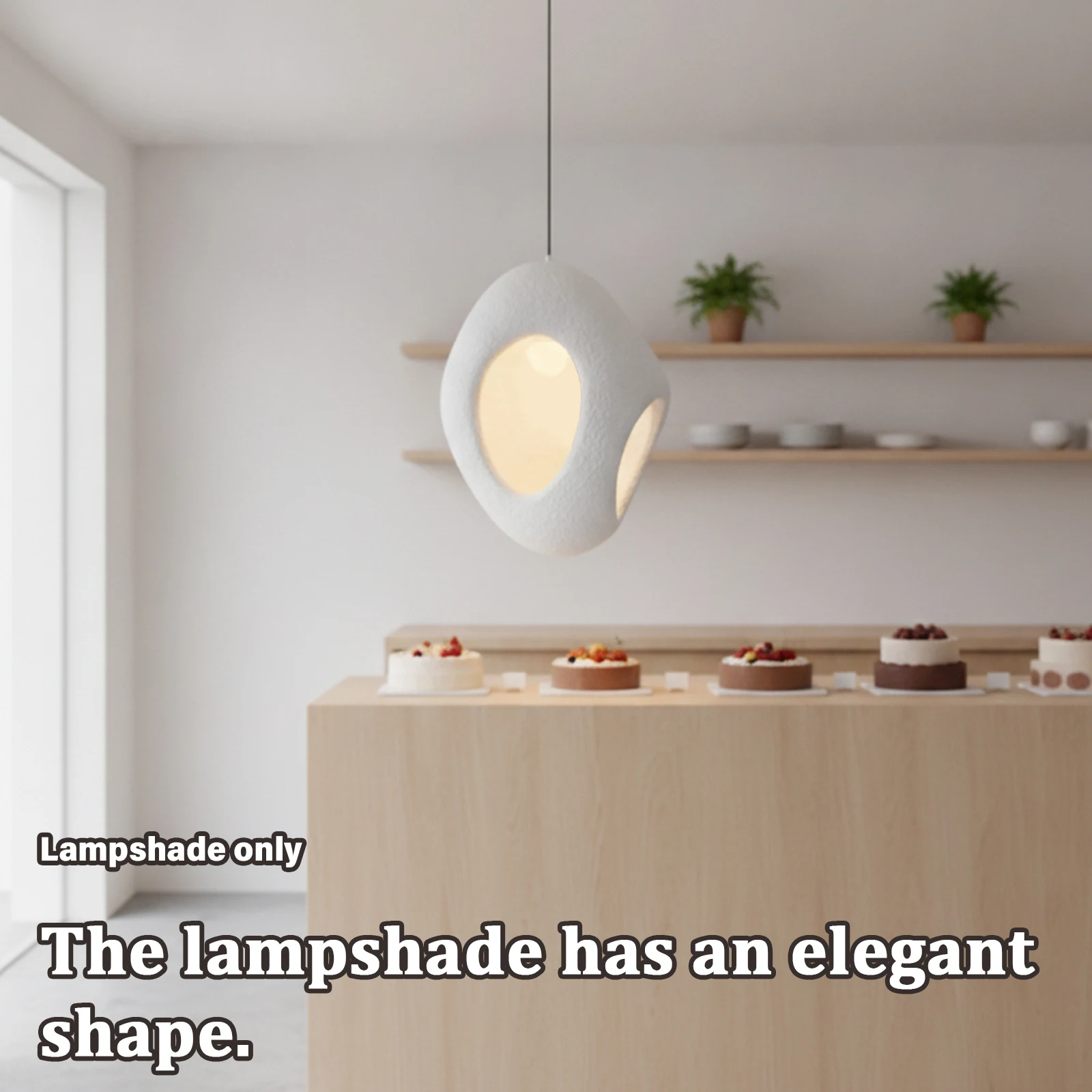 White Textured Lamp Shade, Egg Oval, Hollow Cutout, Pendant Light Cover, Minimalist Wabi Decor