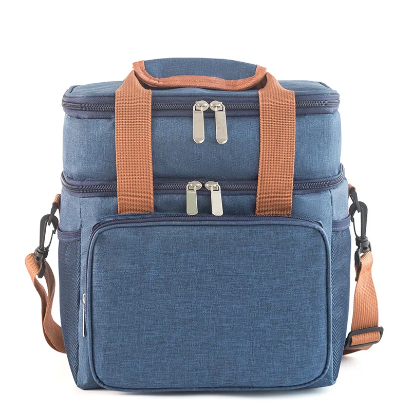 Nuova borsa per il pranzo a doppio strato Crossbody borsa termica per ufficio di grande capacità Lunchbox Picnic all\'aperto borse isolanti