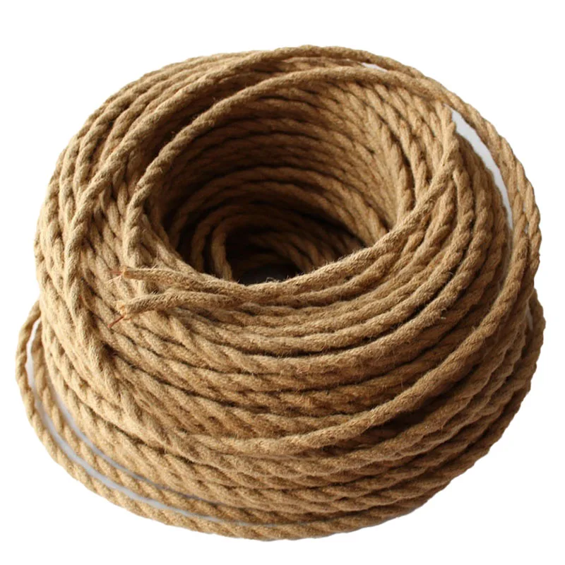 Beige 10M Old-Fashioned Wire, Hemp Rope Braided Textile Wire Twisted Pair Cable Braided Wire Retro Chandelier Wire