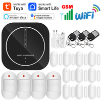 Tuya WiFi GSM Home Alarm System 433MHz Wireless Detector Family Burglar Security Host Smart Life APP Control Support Alexa