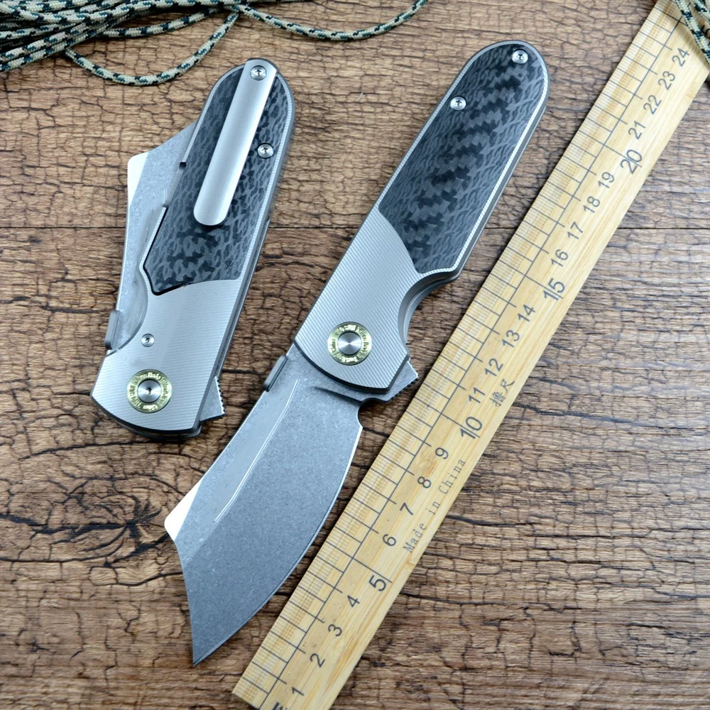 TWOSUN TS584 Folding Knife 14C28N Blade Ceramic Ball Bearing Washer TC4 Handle Outdoor Camping Hunting Pocket Knife EDC