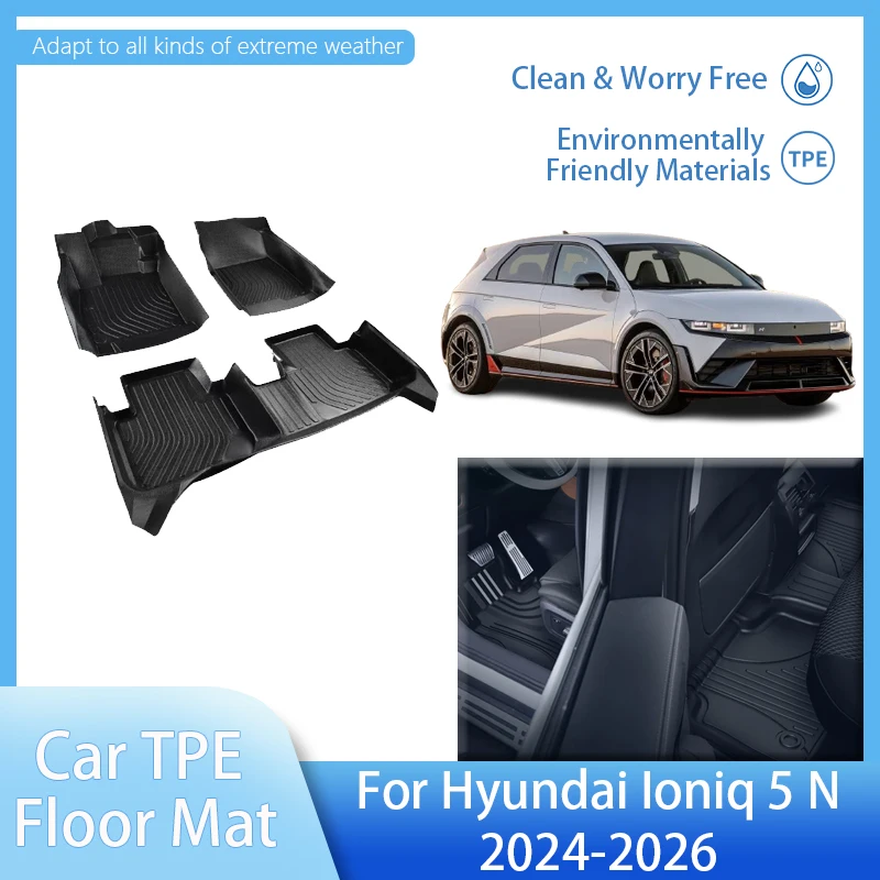 

TPE Auto Floor Mats For Hyundai Ioniq 5 N Cars Accessories 2024 2025 2026 Cargo Liner Rug Foot Pad Cover Rugs Water Proof Mat
