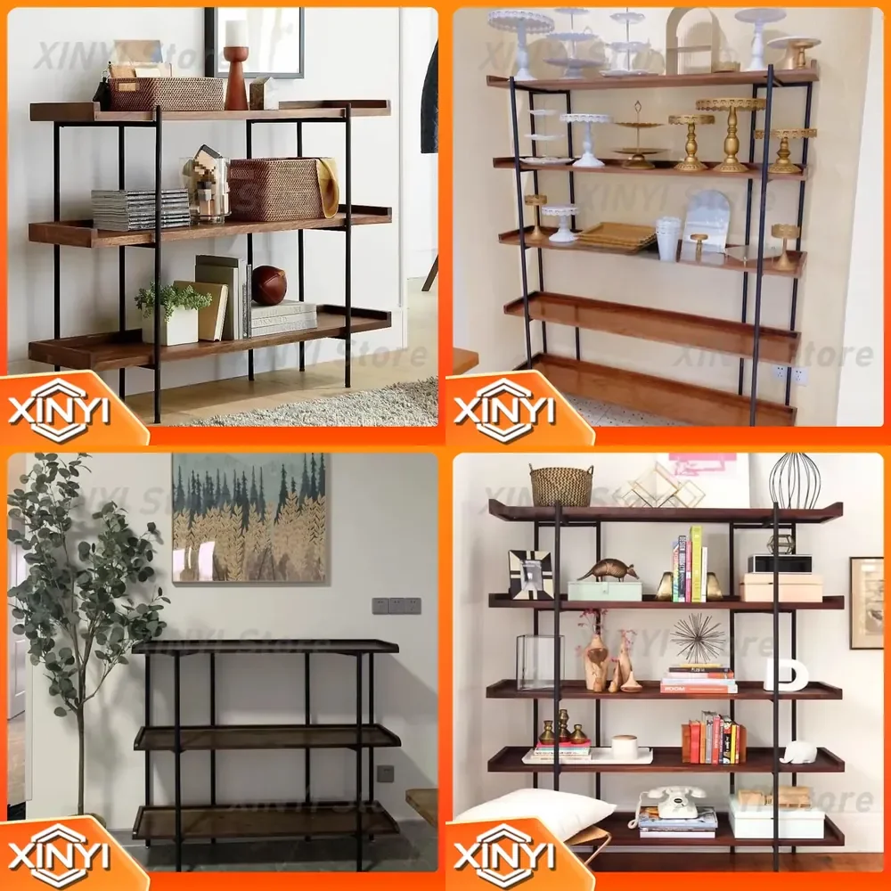 Solid Wood Shelf for American Style Display Floor to Ceiling Bookshelf for Living Room Retro Partition for Office Home