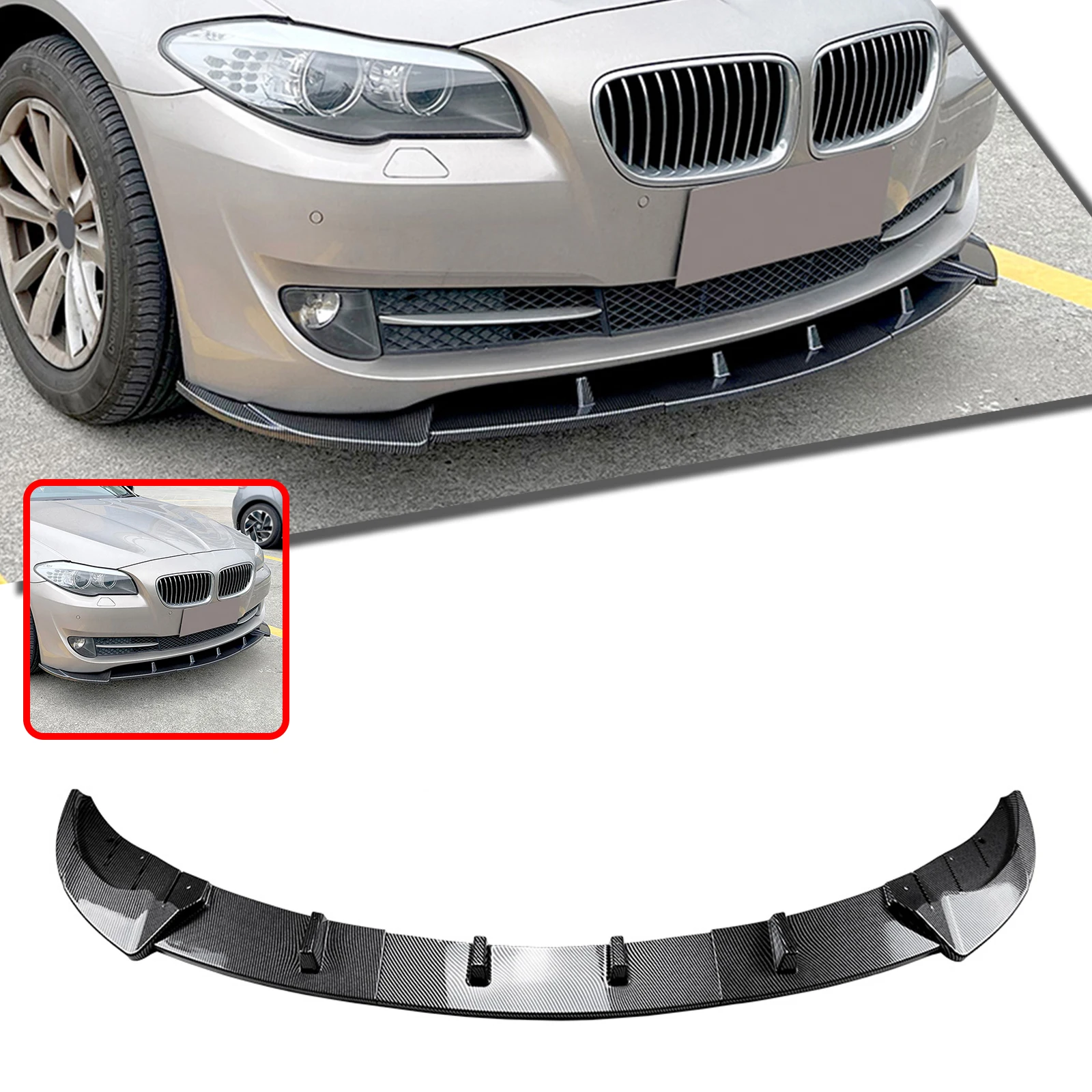 

Передний бампер, спойлер, губа из углеродного волокна/глянцевый черный нижний сплиттер для BMW 5 серии F10 F11 520i 530i 11-14, стандартные версии