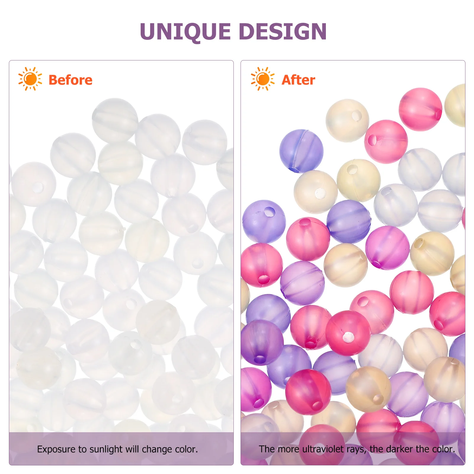 

1000pcs Color Changing Beads 8mm UV Sunlight Activated Plastic Round Beads for Jewelry Crafts Bracelets Necklace