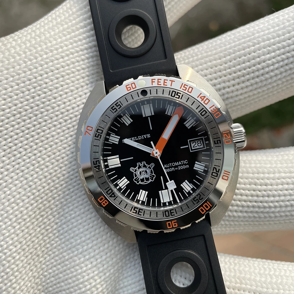 SD1967 Armband met gefreesde sluiting Stalen ring 43 mm Steeldive-saffierglas 20ATM Waterbestendig NH35 Automatisch man-duikhorloge - afbeelding 1