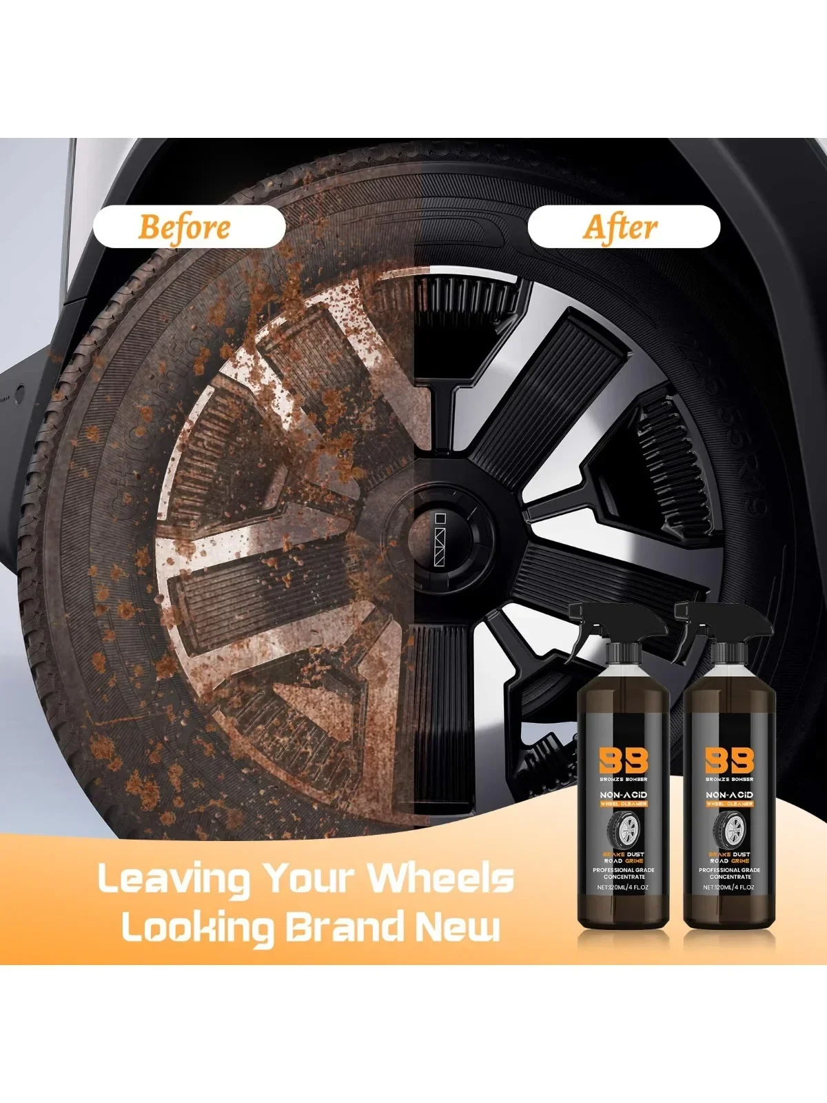 Powerful Wheel Cleaner Perfect for Cleaning Tires Safe on Alloy Pain Automobile Wheel Brake Dust Remover