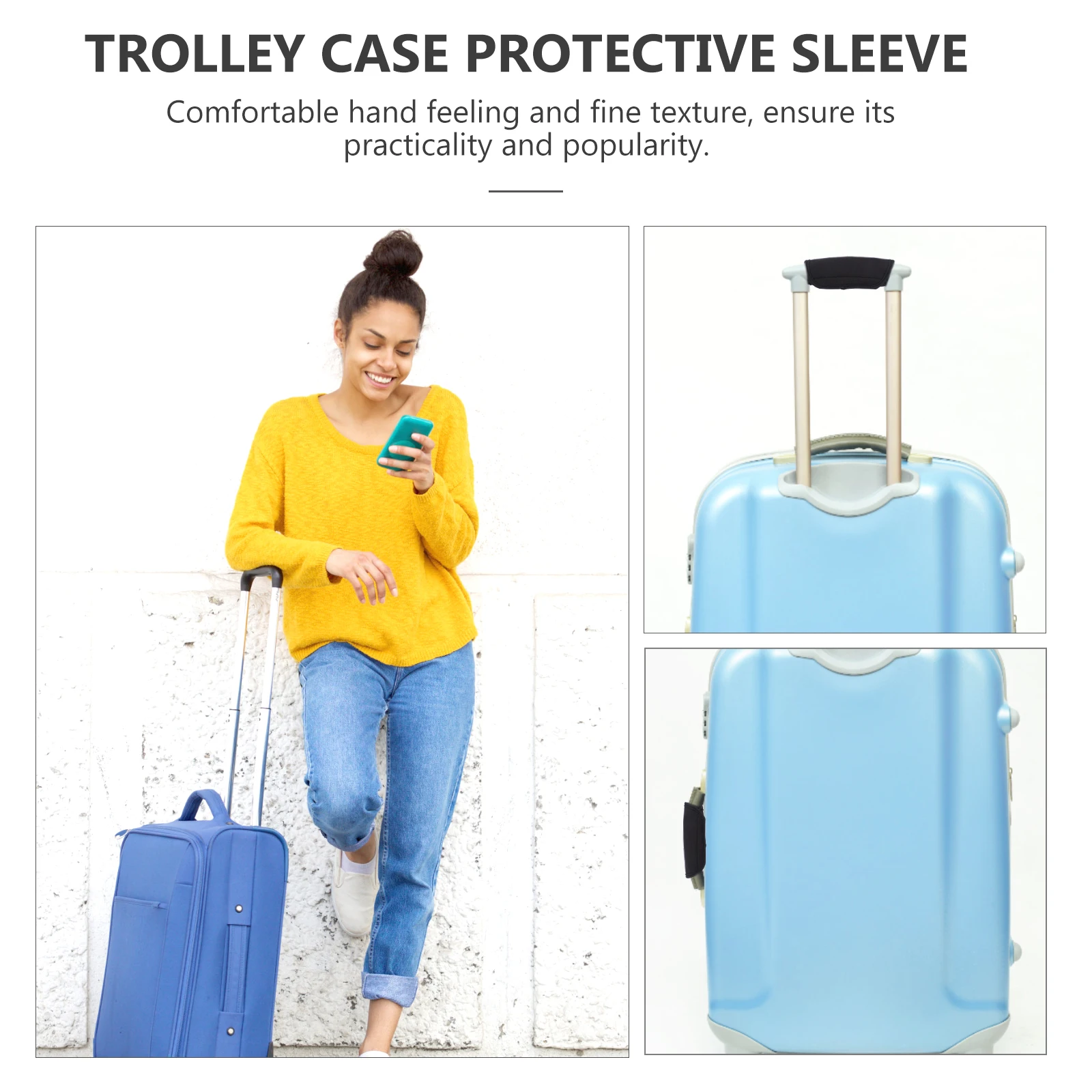 

Luggage Handle Wrap Neoprene Protective Cover Adhesive Buckle Easy Install Hand Protector for Suitcase Travel Hand Protectors