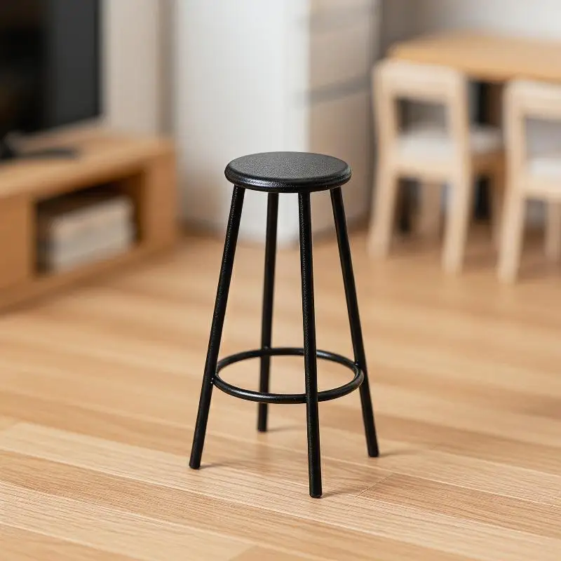 1Pcs 1:12 Scale Miniature Bar Stool for Dollhouse Furniture Decor Durable Metal Chair