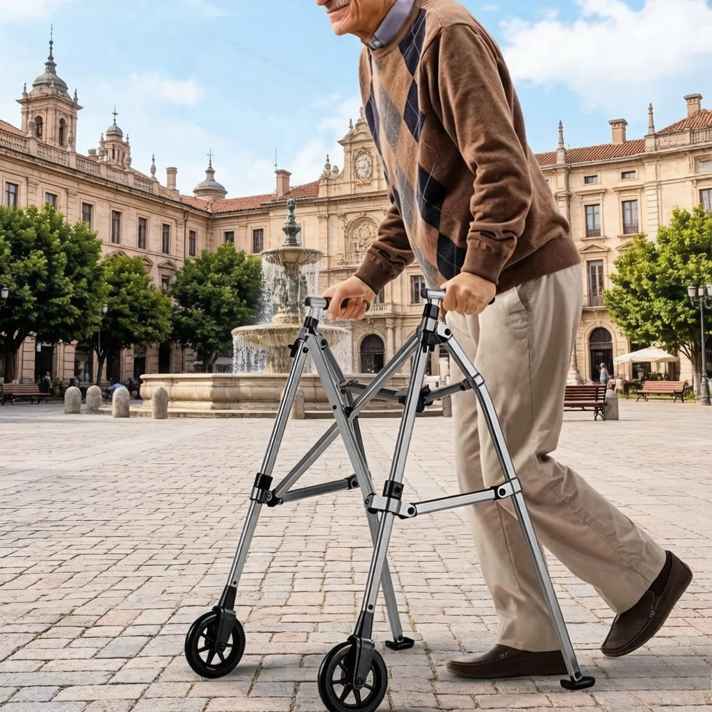 Déambulateur en aluminium unisexe pour personnes âgées, aide à la marche légère et stable avec frein à main, durable et antidérapant pour la réadaptation