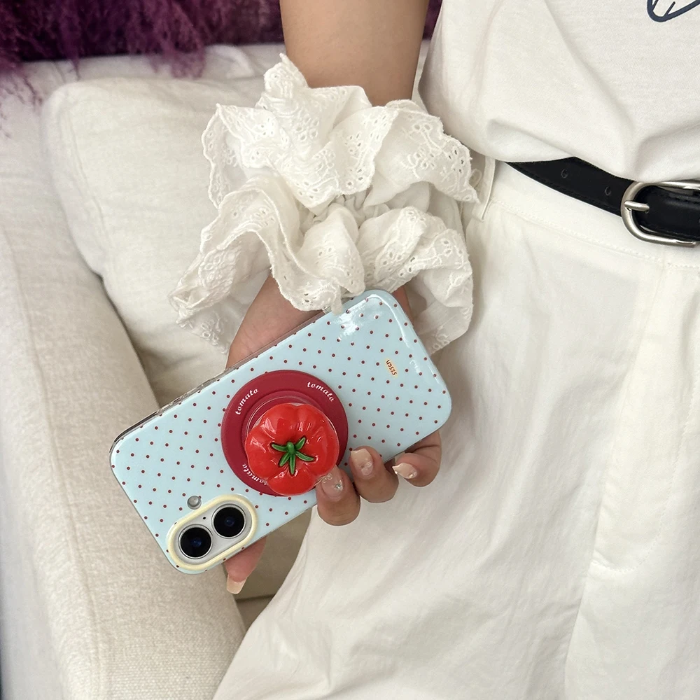 3D Polka Dot Niedliche Tomate Magnetischer Griff Tok Handyhalterung Handyhülle für iPhone 16 15 17 18 Pro Max Für Magsafe Rückseite – Detail 17
