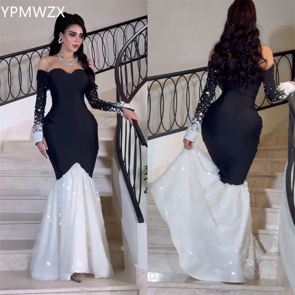 

Customized Prom Gown Formal Women YPMWZX Off-the-shoulder Trumpet Floor Length Skirts Bead Sequin Bespoke Occasion Dresses Eveni