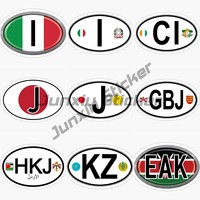 Oval Country Flag Sticker I Italy CI Ivory J Japan GBJ HKJ KZ Kazakhstan EAK Kenya Country Code Flag Decor Vinyl Decal