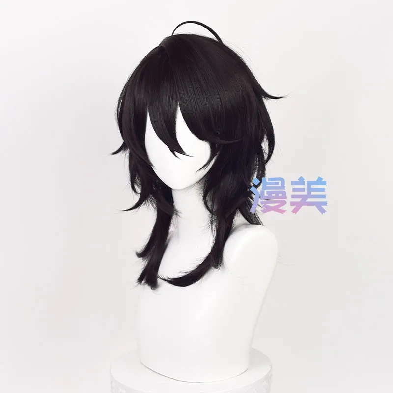 ES Rei Sakuma Peluca de Cosplay para mujeres y hombres, pelucas negras largas, cabello sintético resistente al calor, fiesta de Halloween, 45cm