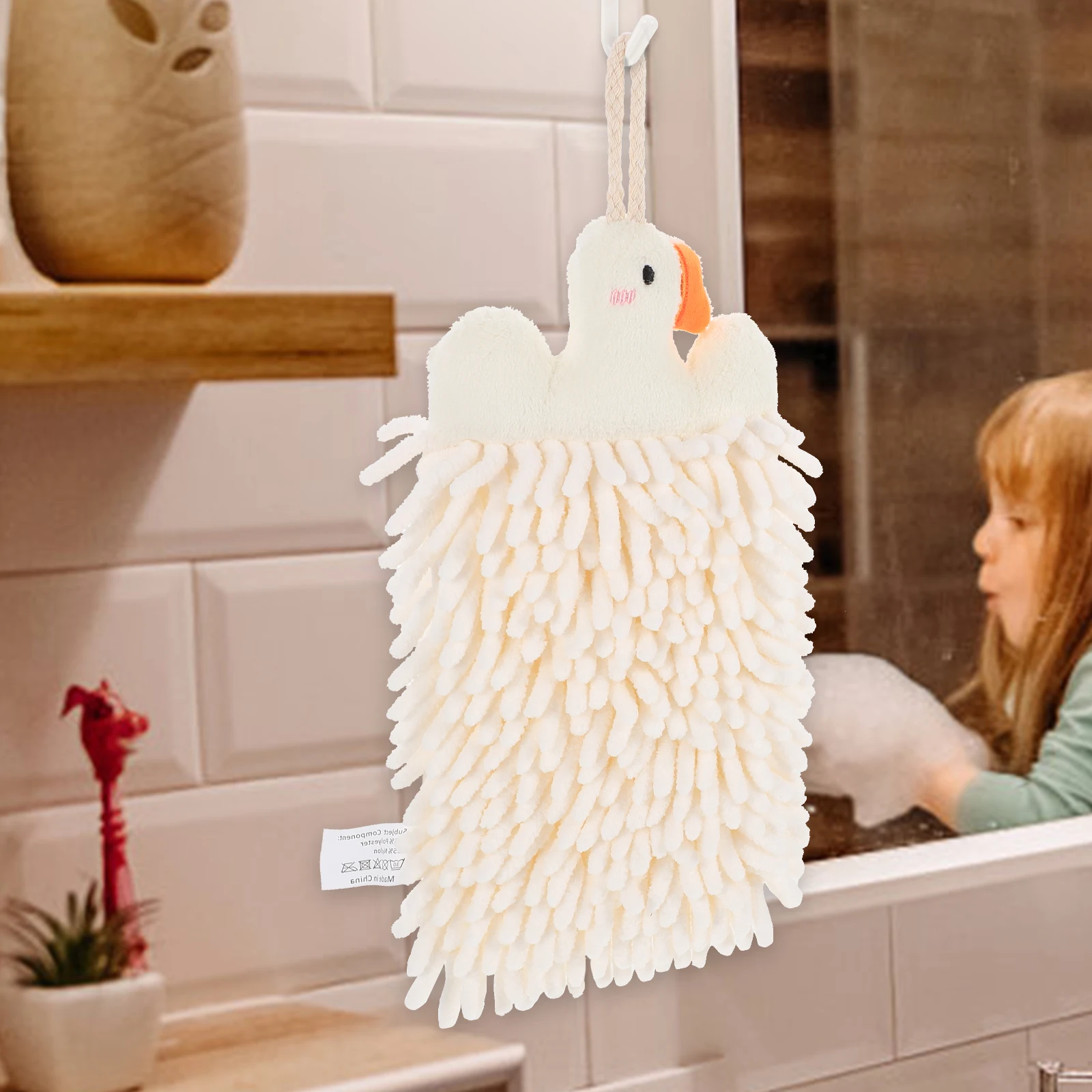 منشفة يد معلقة من الشنيل، سريعة الجفاف، ماصة، ناعمة ومريحة للحمام والمطبخ، للاستخدام المنزلي، مناشف اليد لفرك الشنيل