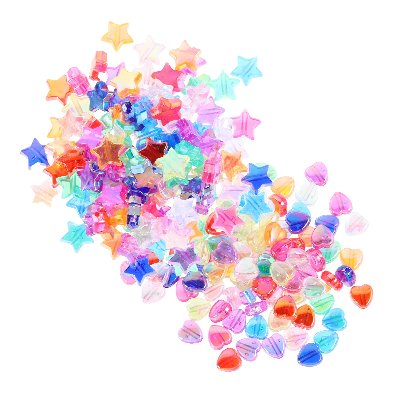 

600 Pcs Acrylic Star Heart Beads for Bracelets DIY Jewelry Making Transparent Colored AB Mixed Craft Accessories