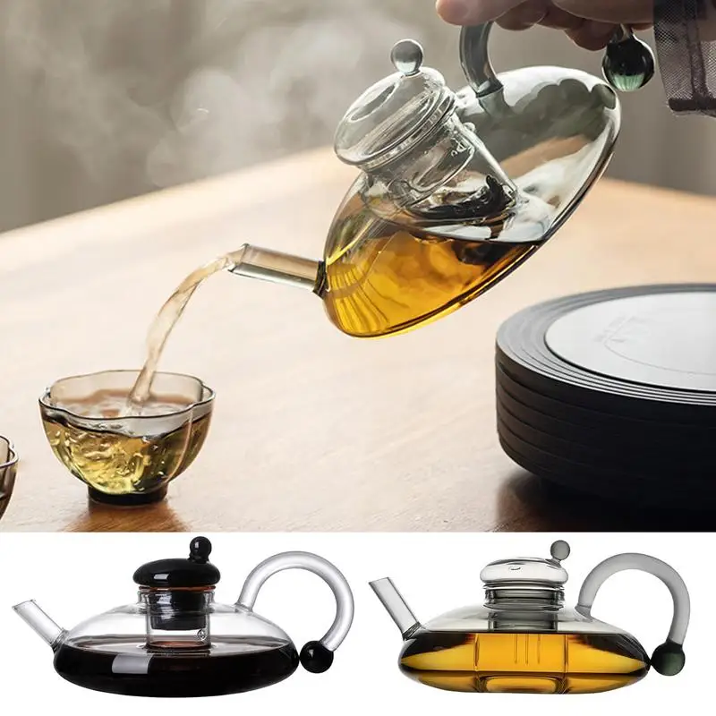 

Glass Teapot With Tea Infuser Heat Resistant Multi-functional Loose Leaves Tea Maker Practical Household Beverage accessories