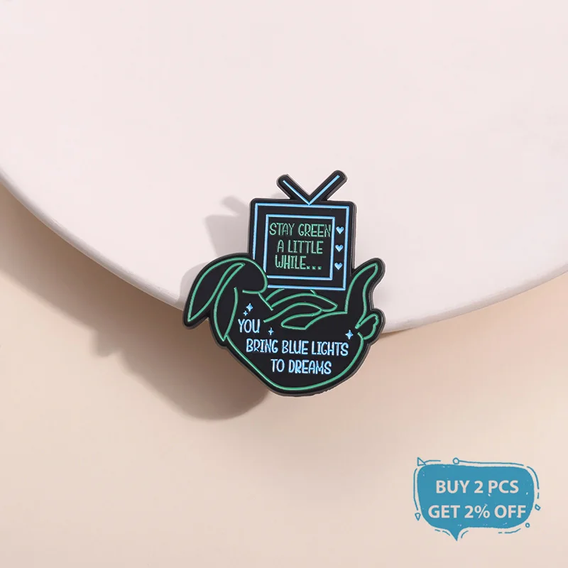 Stay Green A Little While You Bring Blue Lights To Dreams Enamel Pin Song Lyrics Brooch Lapel Backpack Badge Jewelry Decoration